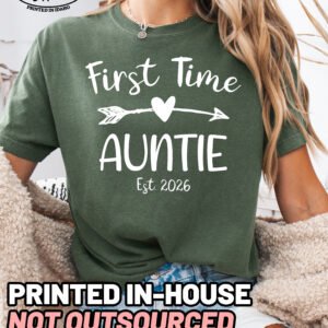 Custom First Time Auntie Shirt Comfort Colors Aunt Tee - Image 2