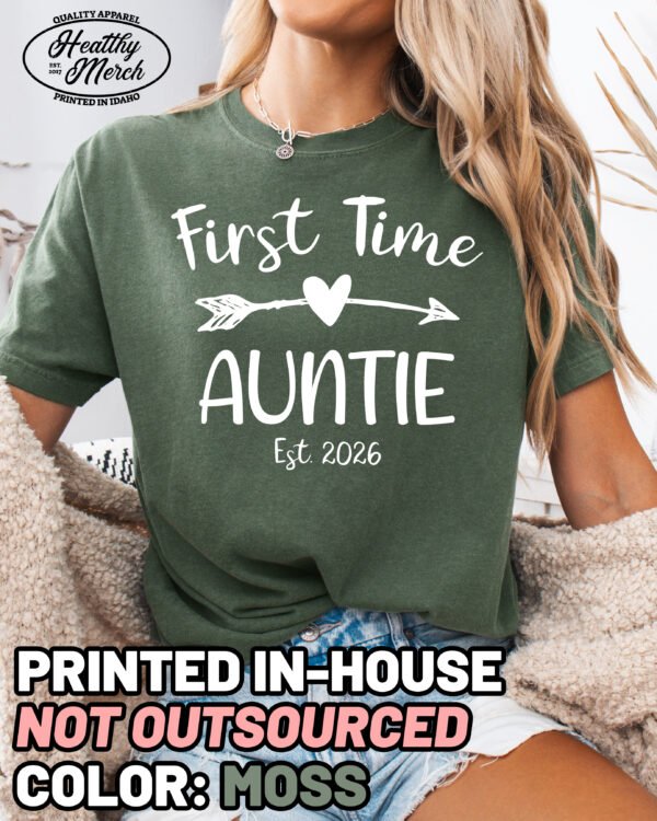 Custom First Time Auntie Shirt Comfort Colors Aunt Tee
