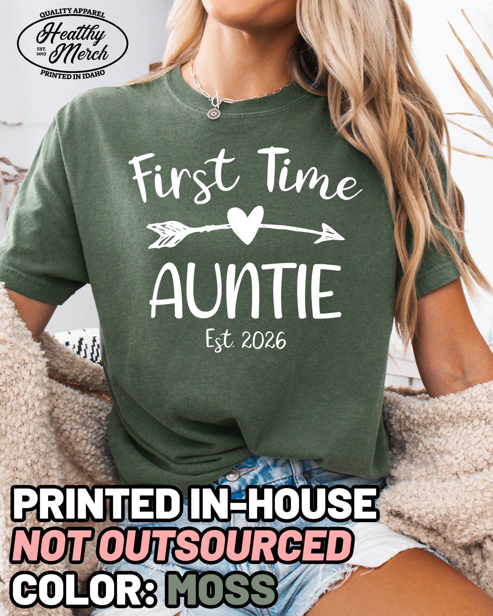 Custom First Time Auntie Shirt Comfort Colors Aunt Tee - Image 2