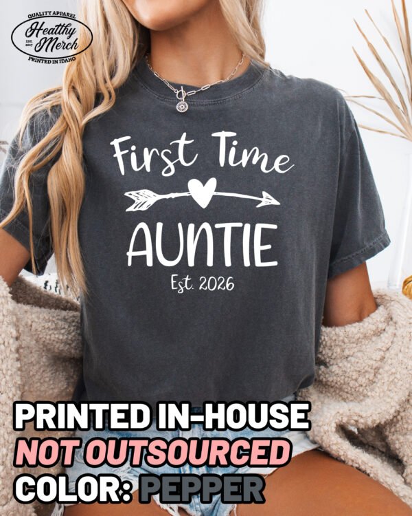 Custom First Time Auntie Shirt Comfort Colors Aunt Tee