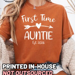 Custom First Time Auntie Shirt Comfort Colors Aunt Tee - Image 7