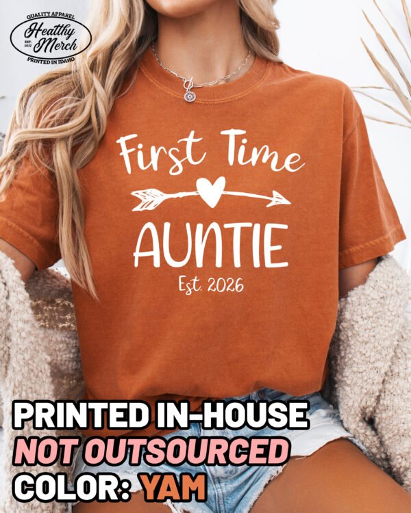Custom First Time Auntie Shirt Comfort Colors Aunt Tee