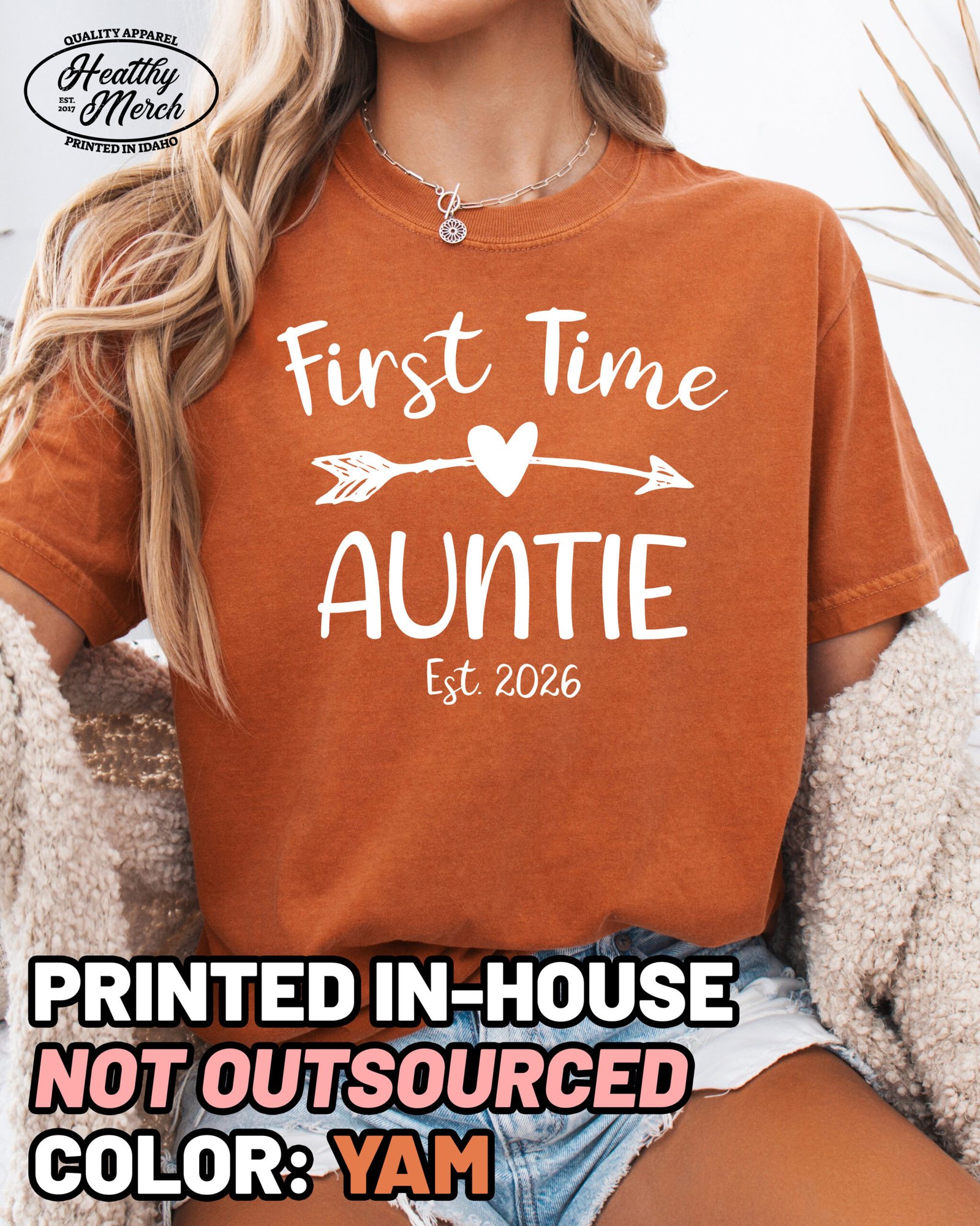 Custom First Time Auntie Shirt Comfort Colors Aunt Tee - Image 7
