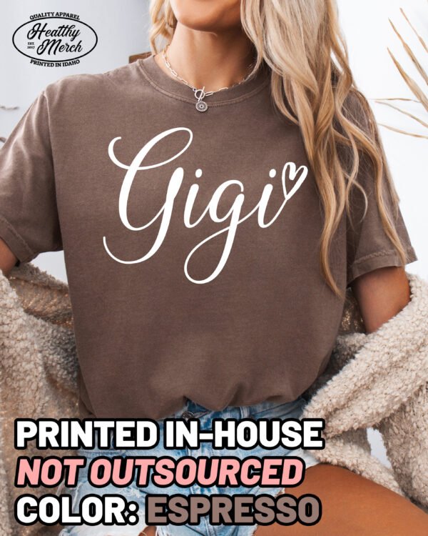 Gigi Script Shirt Comfort Colors Grandma Tee