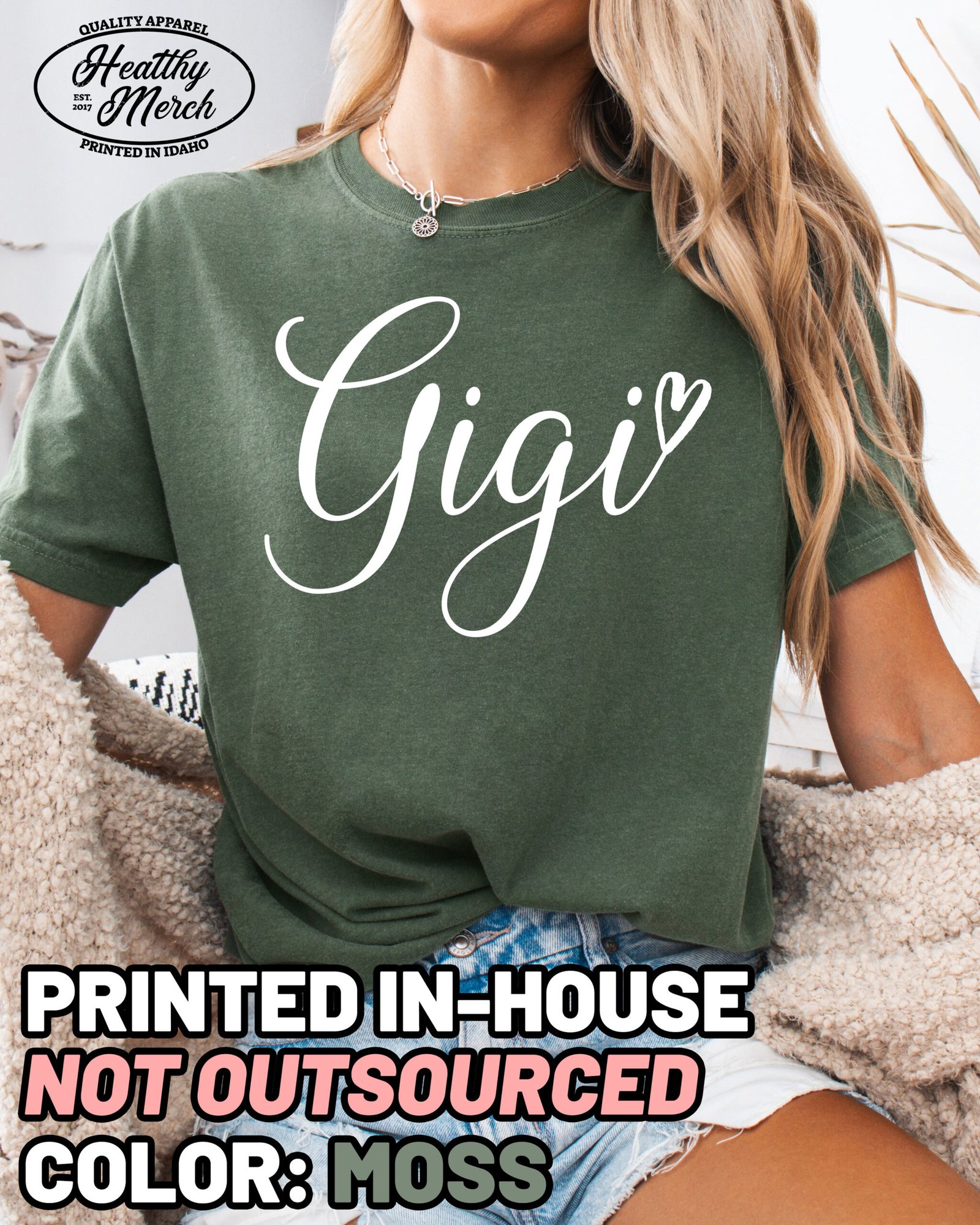 Gigi Script Shirt Comfort Colors Grandma Tee - Image 1