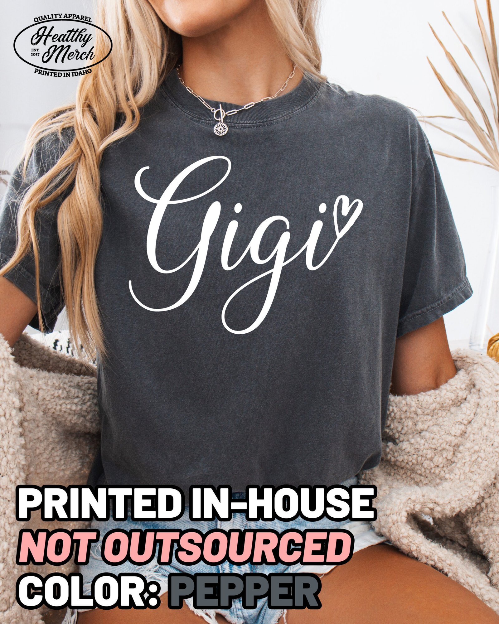 Gigi Script Shirt Comfort Colors Grandma Tee - Image 6