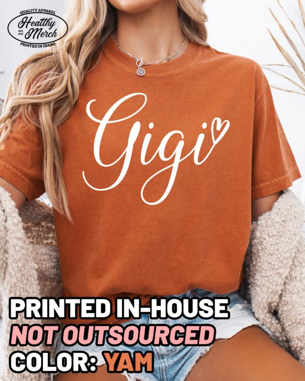 Gigi Script Shirt Comfort Colors Grandma Tee