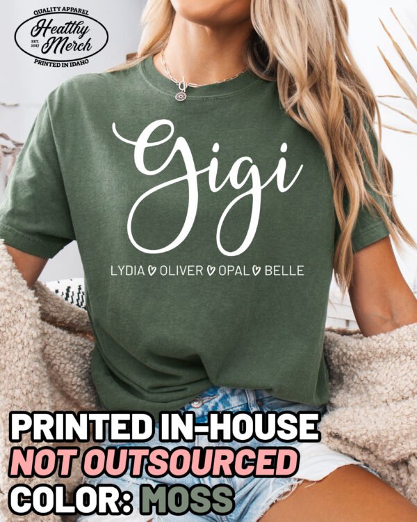 Personalized Gigi Shirt Comfort Colors Custom Grandma Tee