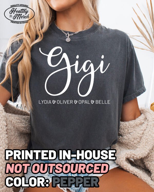 Personalized Gigi Shirt Comfort Colors Custom Grandma Tee