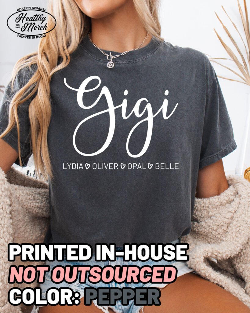 Personalized Gigi Shirt Comfort Colors Custom Grandma Tee