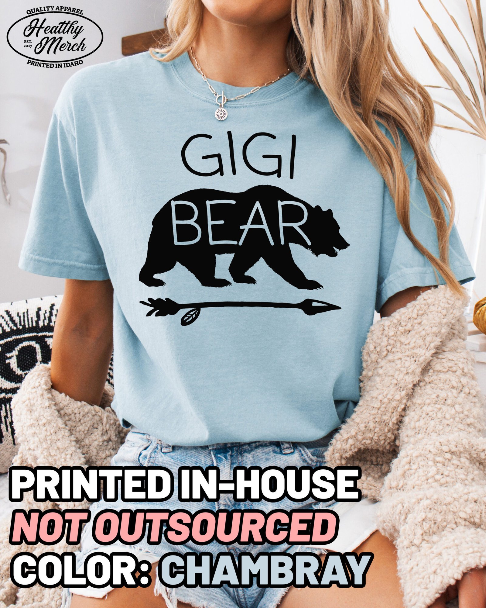 Gigi Bear Shirt Comfort Colors Grandma Tee - Image 4