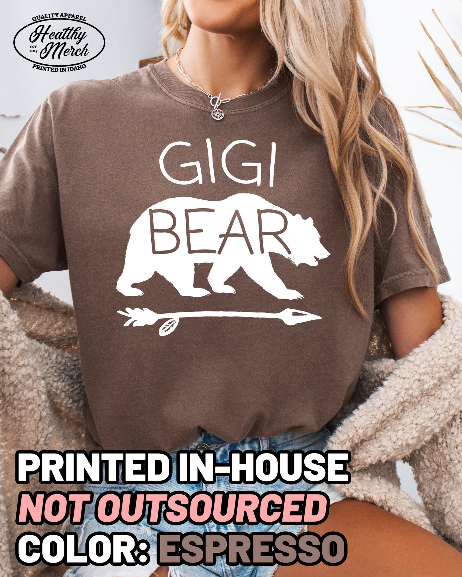 Gigi Bear Shirt Comfort Colors Grandma Tee - Image 7