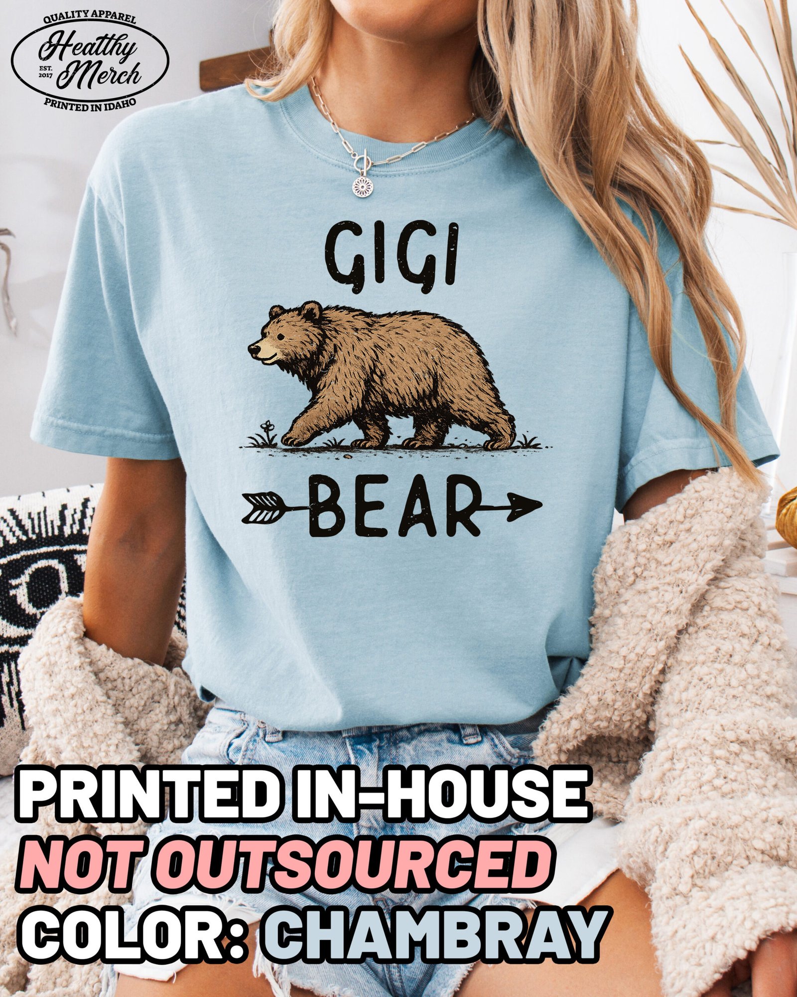 Gigi Bear Graphic Shirt Comfort Colors Grandma Tee - Image 9