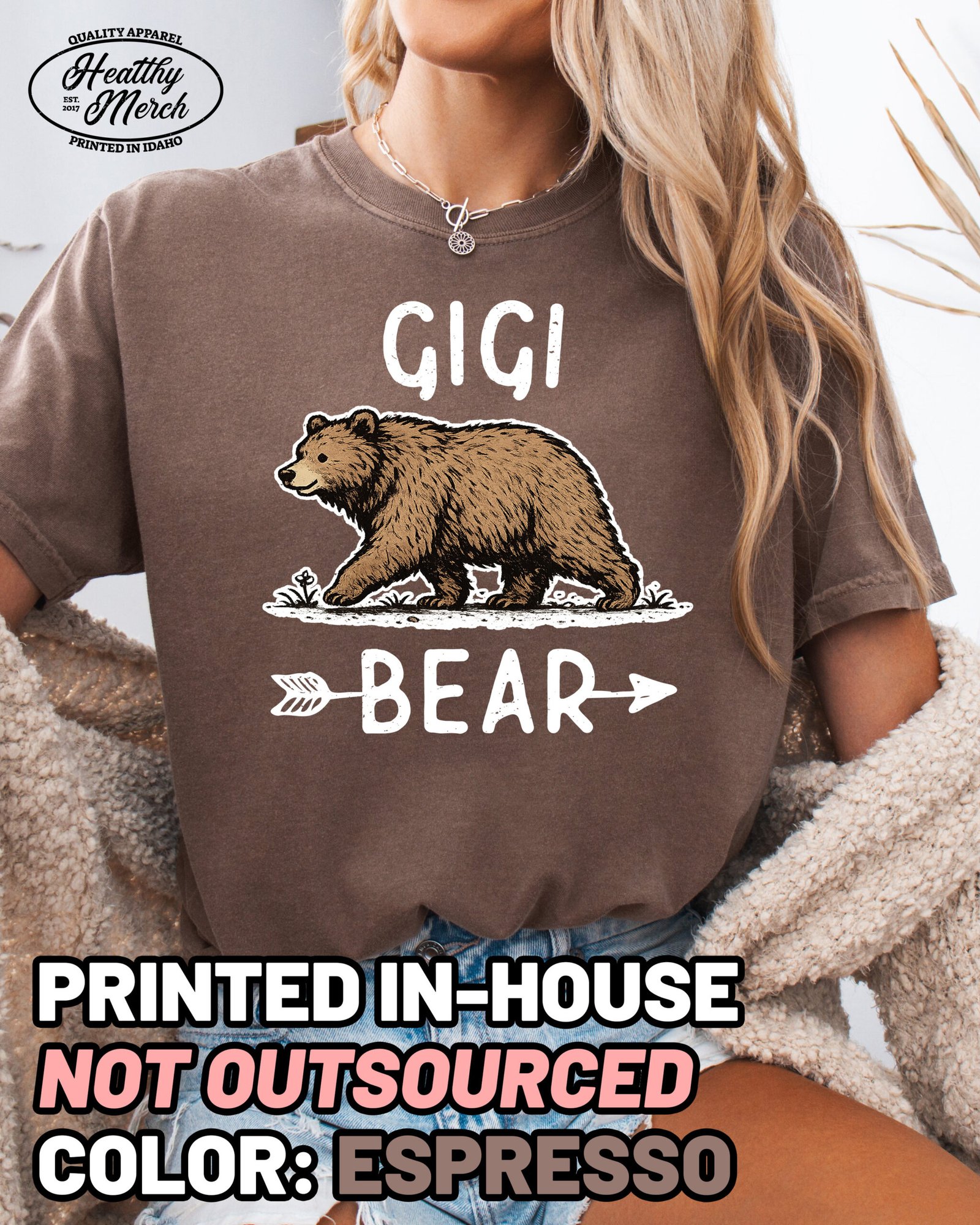 Gigi Bear Graphic Shirt Comfort Colors Grandma Tee - Image 5