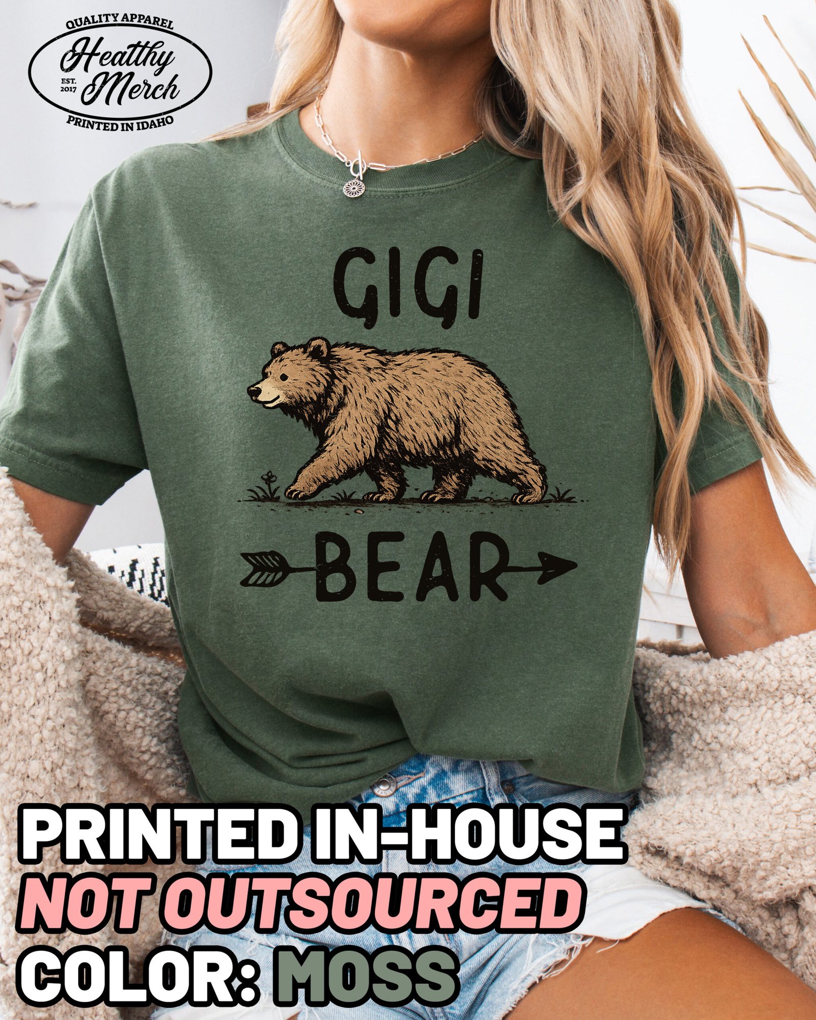 Gigi Bear Graphic Shirt Comfort Colors Grandma Tee - Image 4