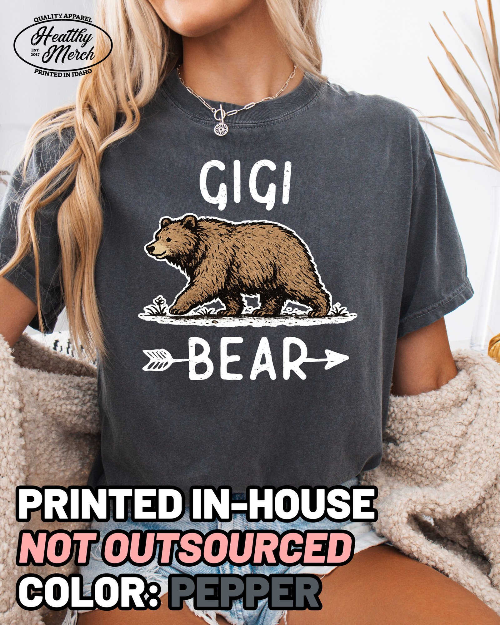 Gigi Bear Graphic Shirt Comfort Colors Grandma Tee - Image 8
