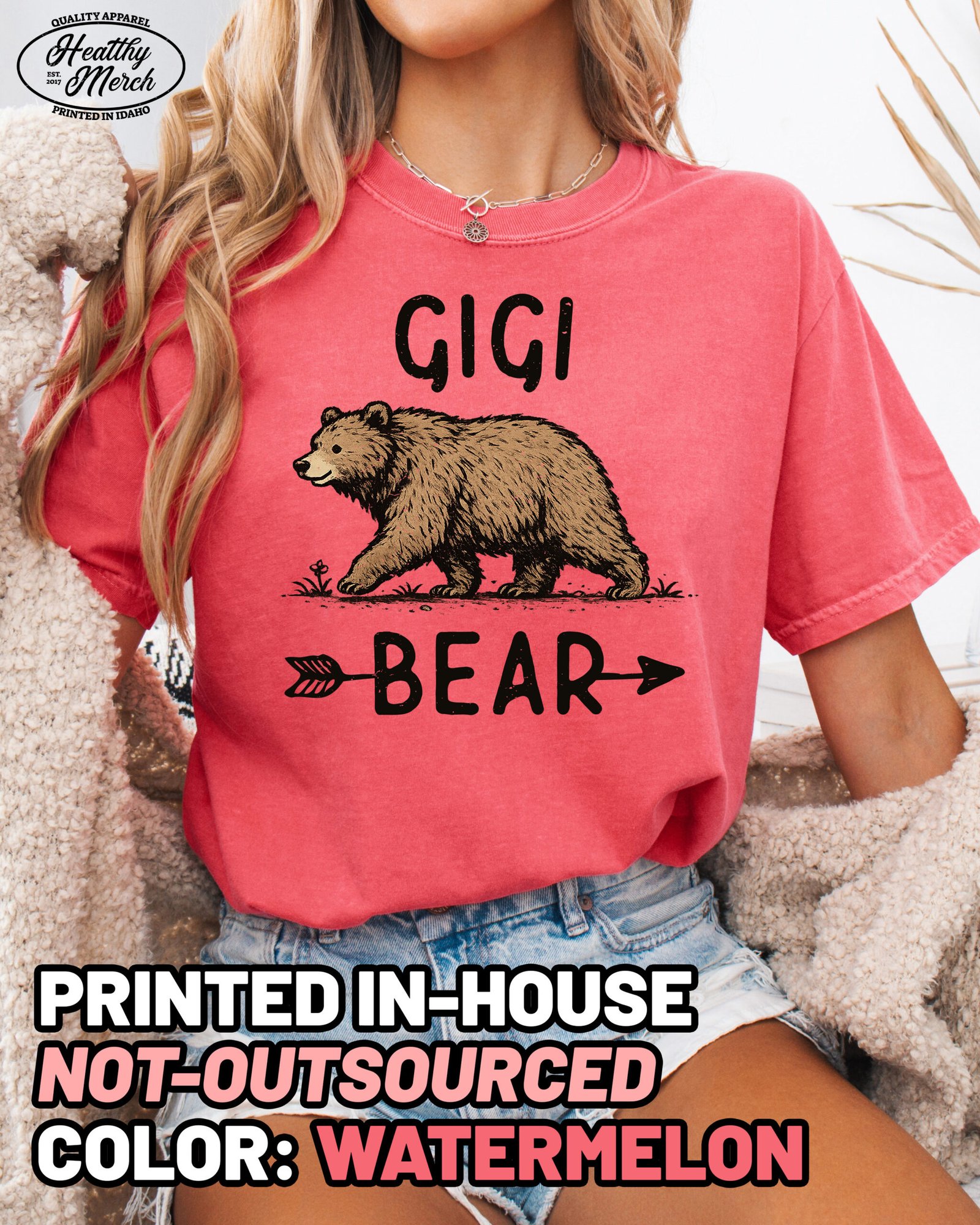 Gigi Bear Graphic Shirt Comfort Colors Grandma Tee - Image 11