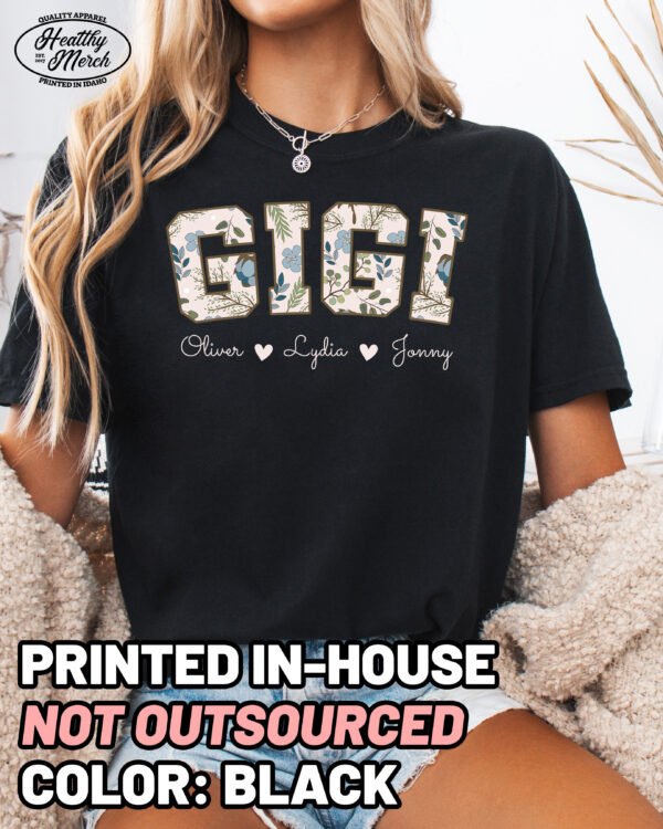 Personalized Floral Gigi Shirt Comfort Colors Custom Grandma Tee