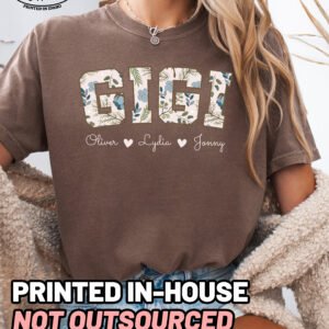 Personalized Floral Gigi Shirt Comfort Colors Custom Grandma Tee