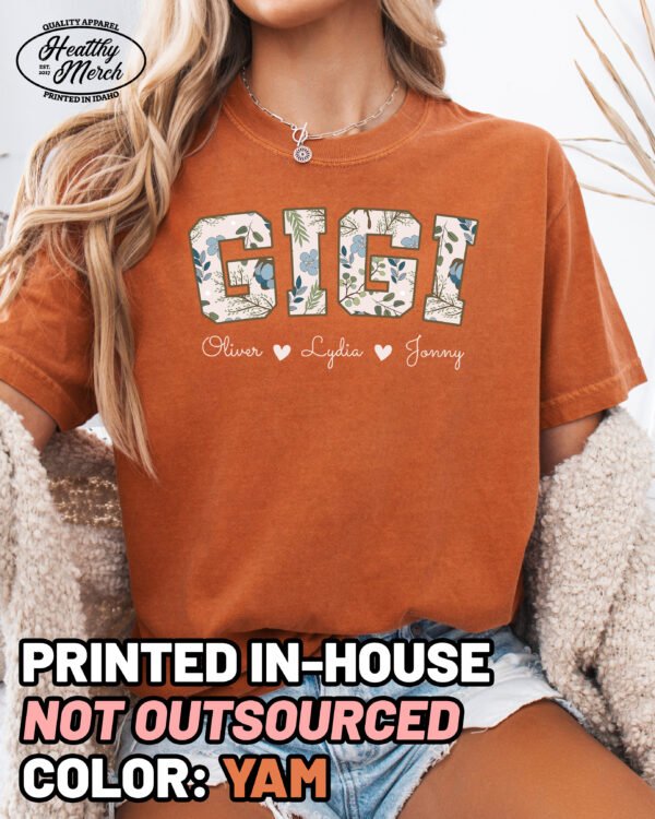 Personalized Floral Gigi Shirt Comfort Colors Custom Grandma Tee