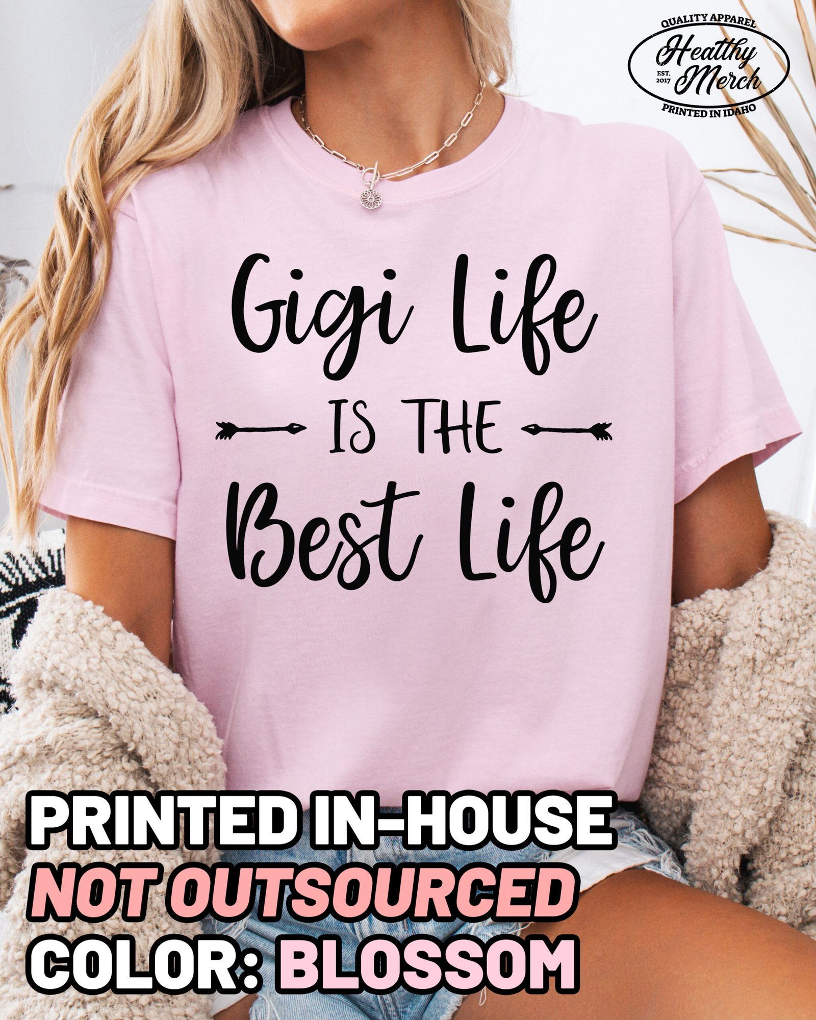 Gigi Life is the Best Life Shirt Comfort Colors Grandma Tee - Image 5