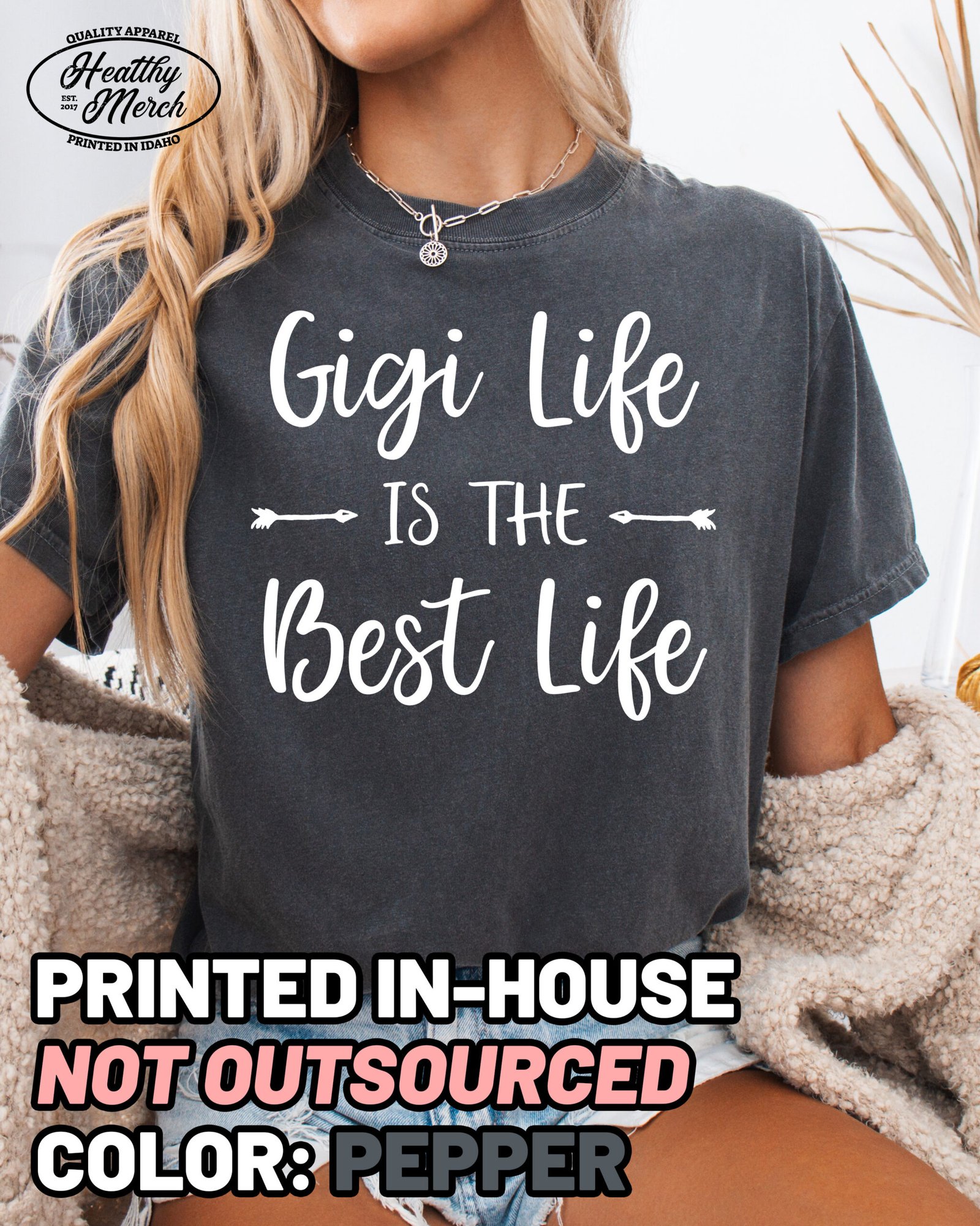 Gigi Life is the Best Life Shirt Comfort Colors Grandma Tee - Image 1