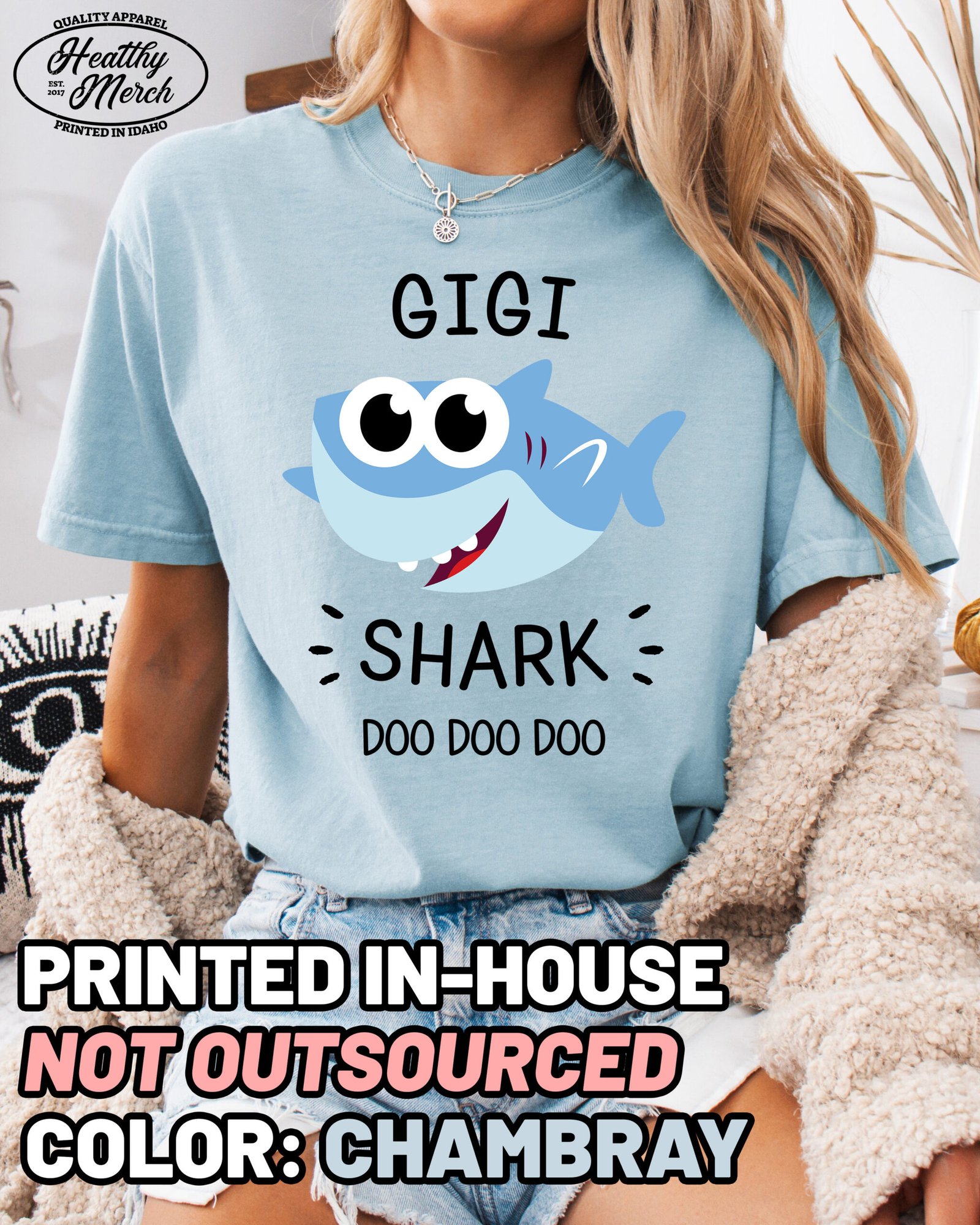 Gigi Shark Shirt Comfort Colors Grandma Tee - Image 10