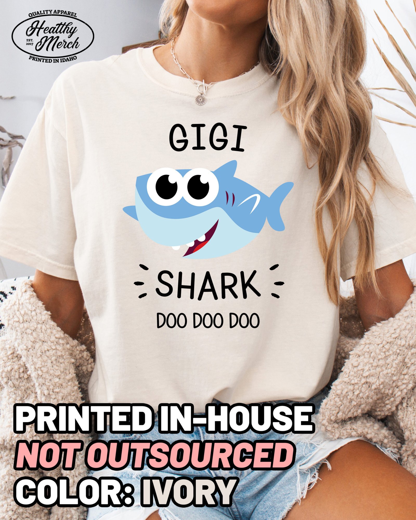 Gigi Shark Shirt Comfort Colors Grandma Tee - Image 8