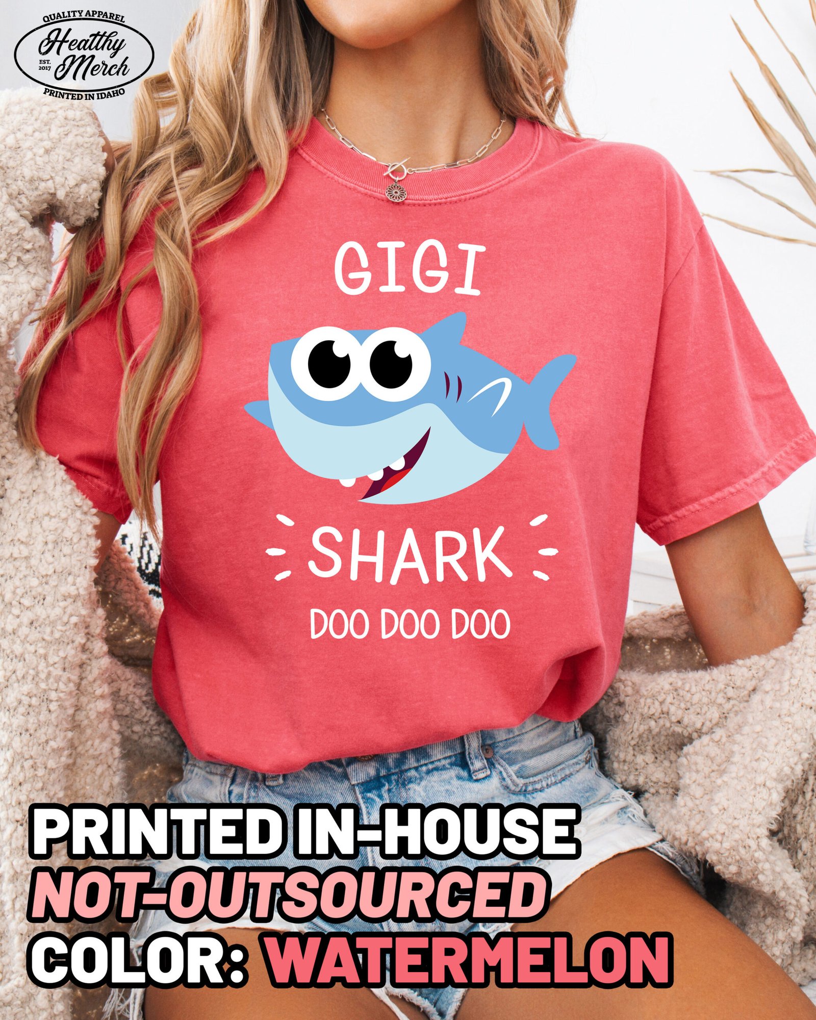 Gigi Shark Shirt Comfort Colors Grandma Tee - Image 4
