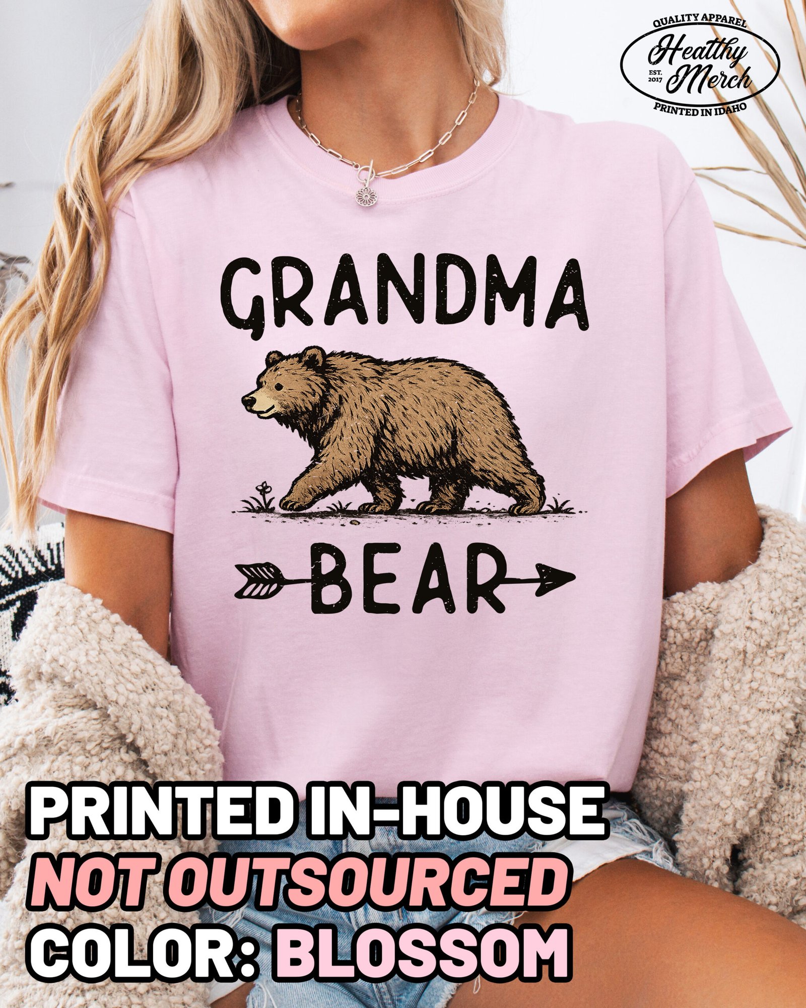 Grandma Bear Graphic Shirt Comfort Colors Grandma Tee - Image 7