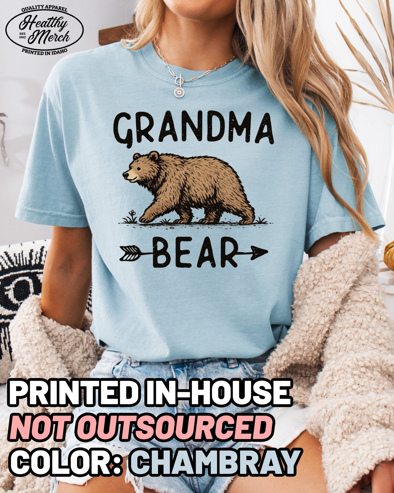 Grandma Bear Graphic Shirt Comfort Colors Grandma Tee - Image 6