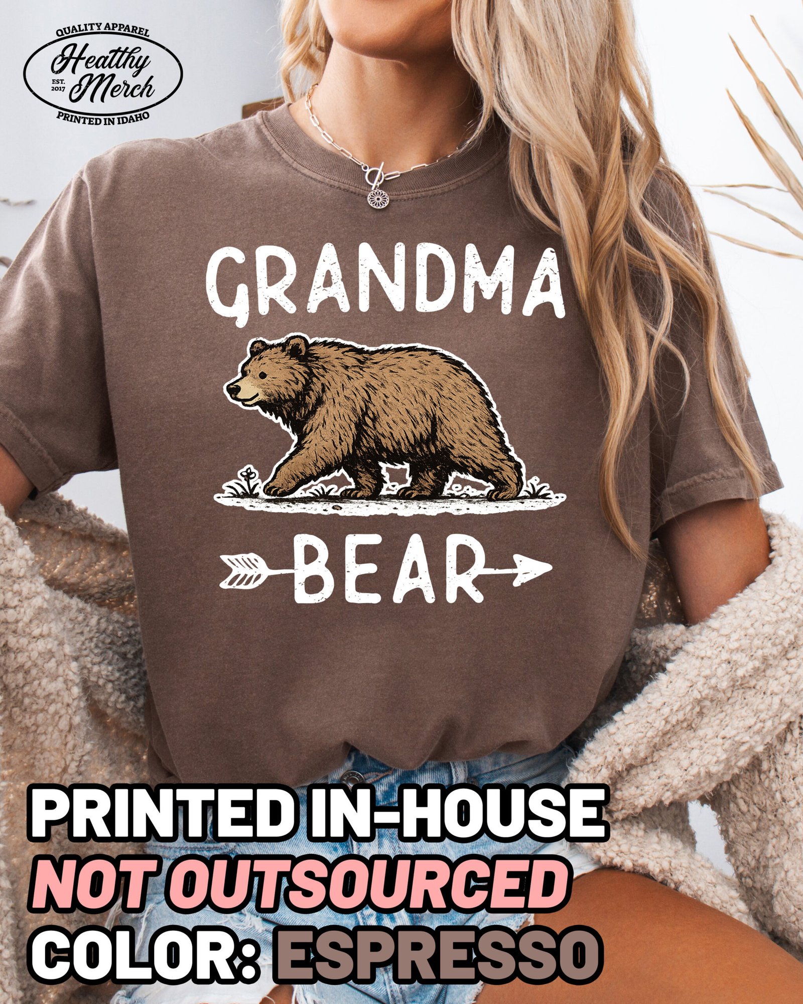 Grandma Bear Graphic Shirt Comfort Colors Grandma Tee - Image 11