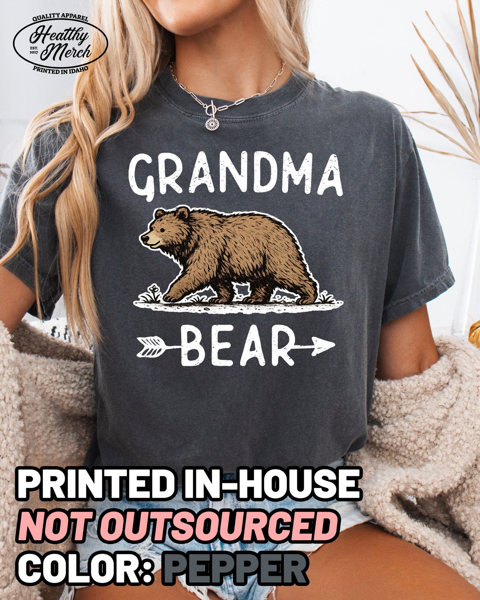 Grandma Bear Graphic Shirt Comfort Colors Grandma Tee - Image 5