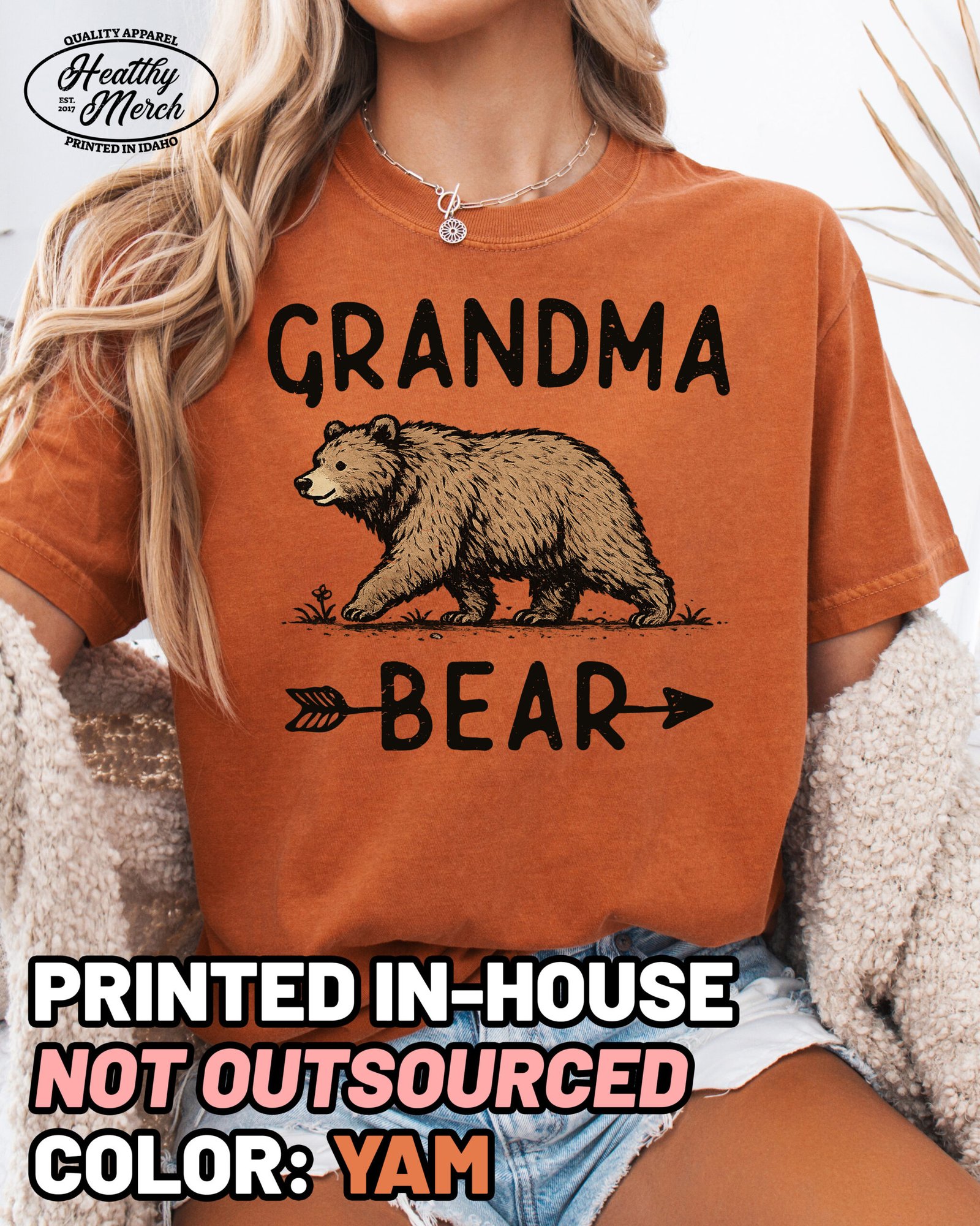 Grandma Bear Graphic Shirt Comfort Colors Grandma Tee - Image 9