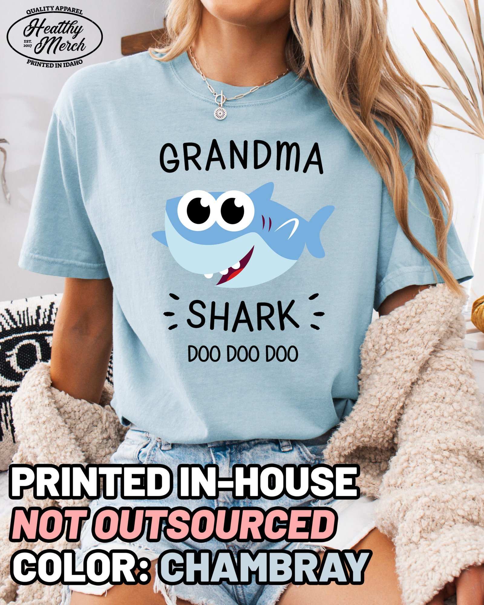Grandma Shark Shirt Comfort Colors Grandma Tee - Image 11
