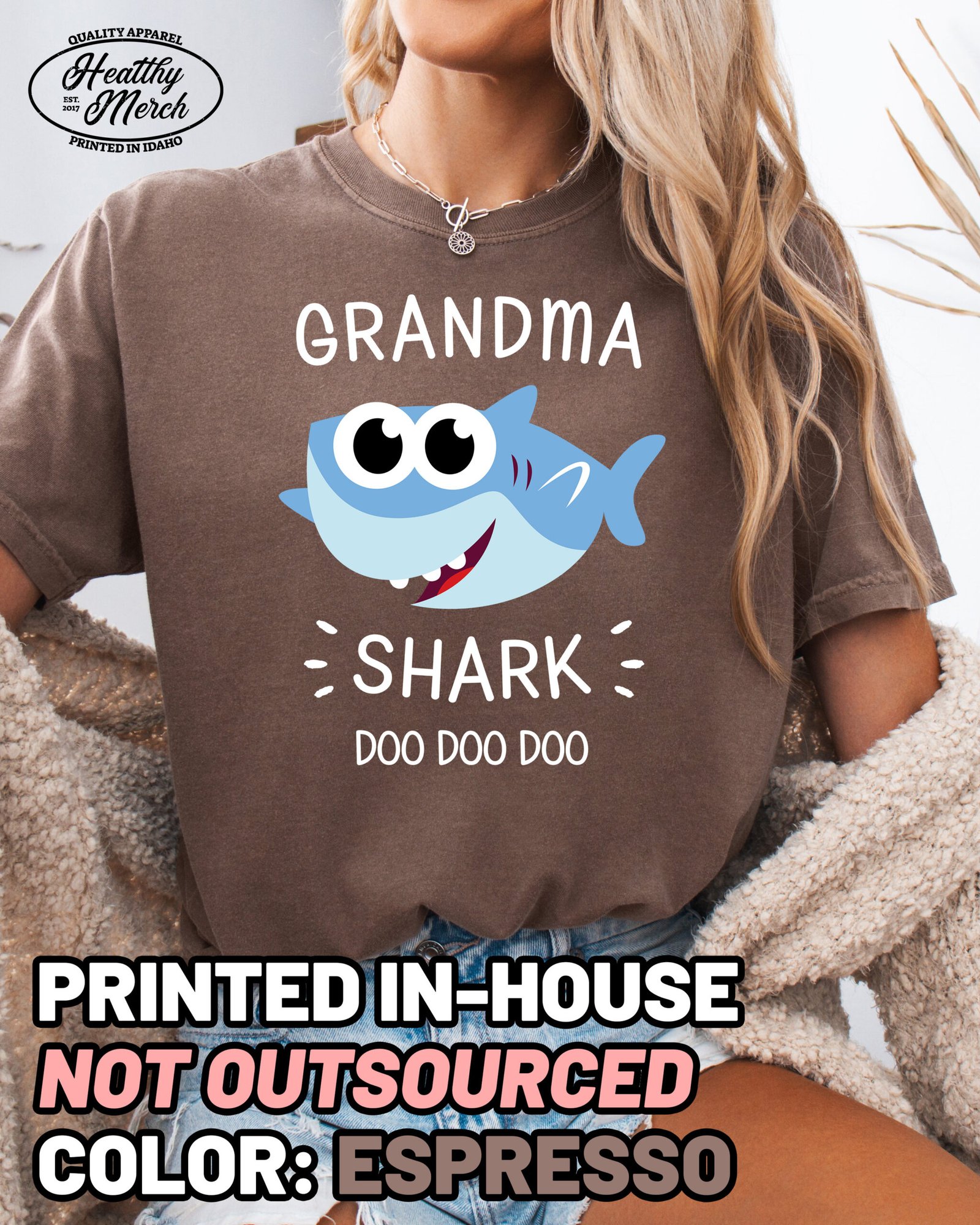 Grandma Shark Shirt Comfort Colors Grandma Tee - Image 8