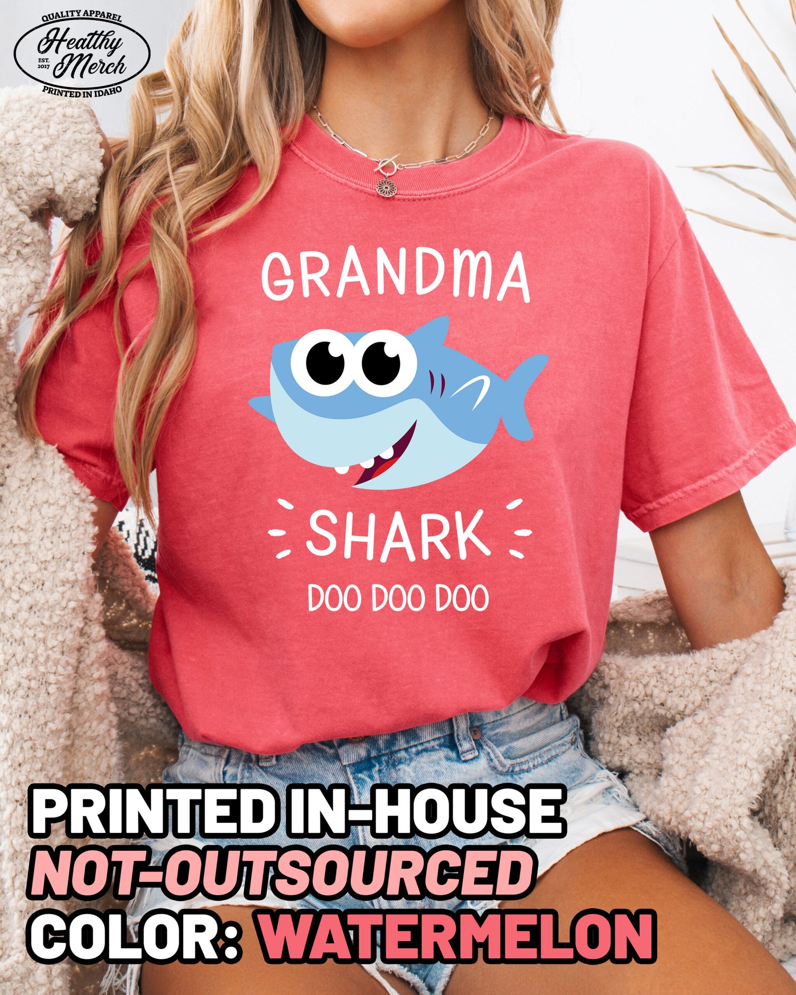 Grandma Shark Shirt Comfort Colors Grandma Tee - Image 5