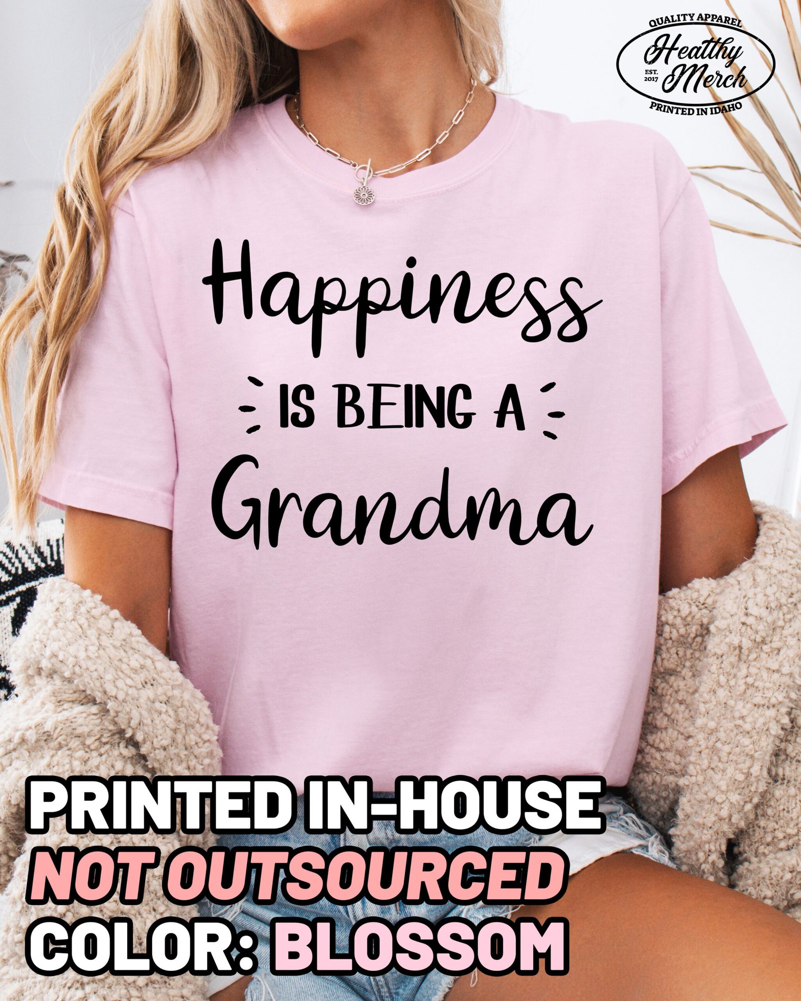 Happiness Is Being A Grandma Shirt Comfort Colors Tee - Image 5