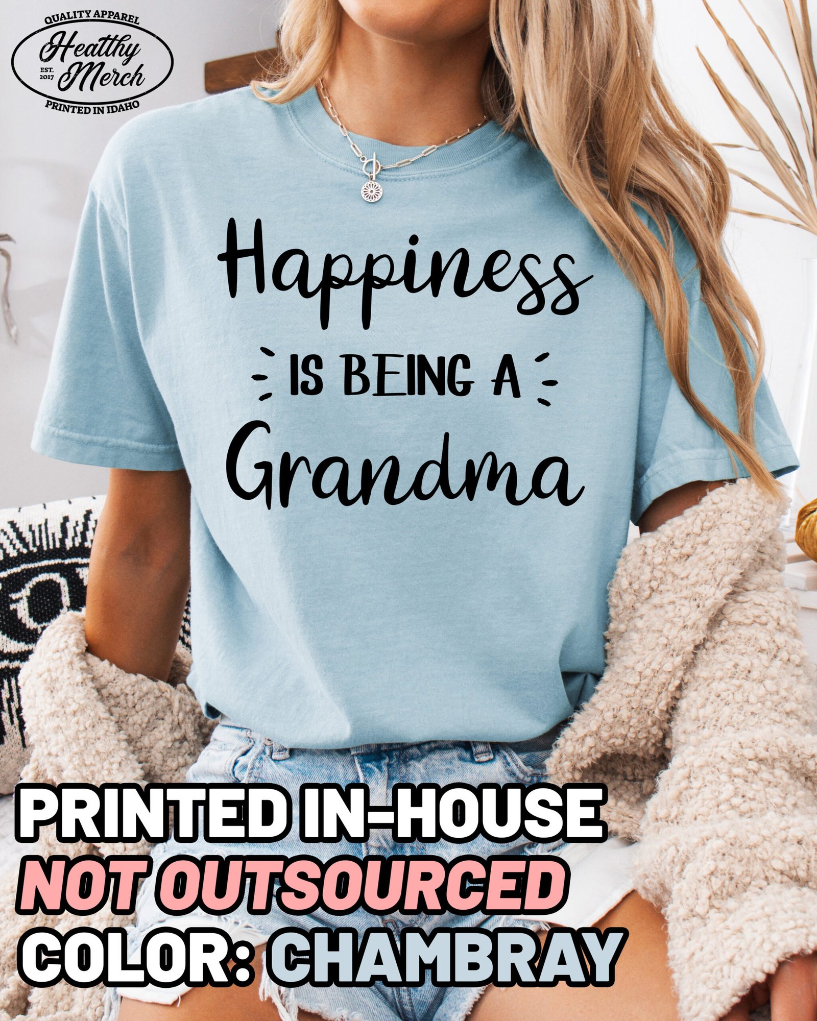 Happiness Is Being A Grandma Shirt Comfort Colors Tee - Image 4