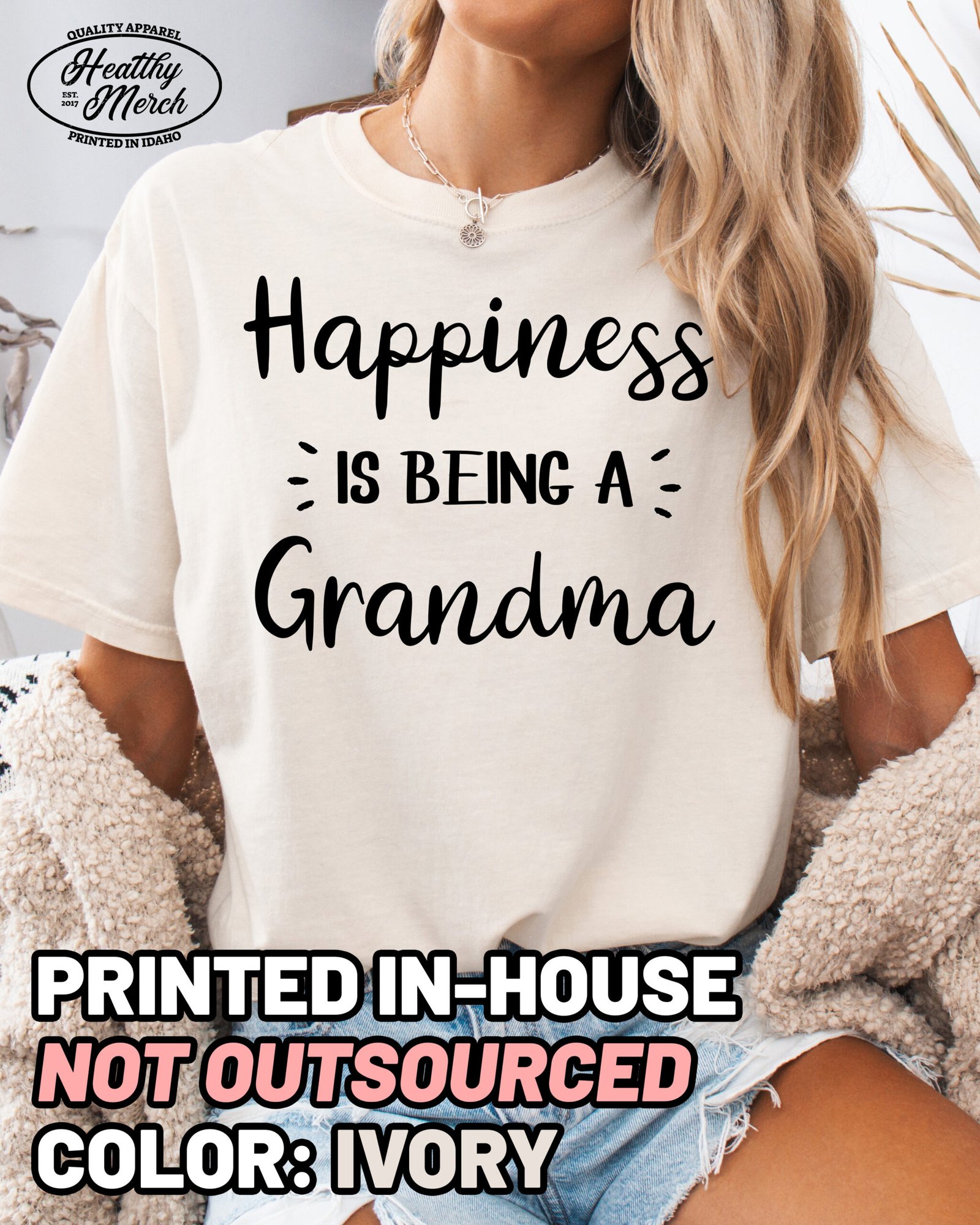 Happiness Is Being A Grandma Shirt Comfort Colors Tee - Image 10