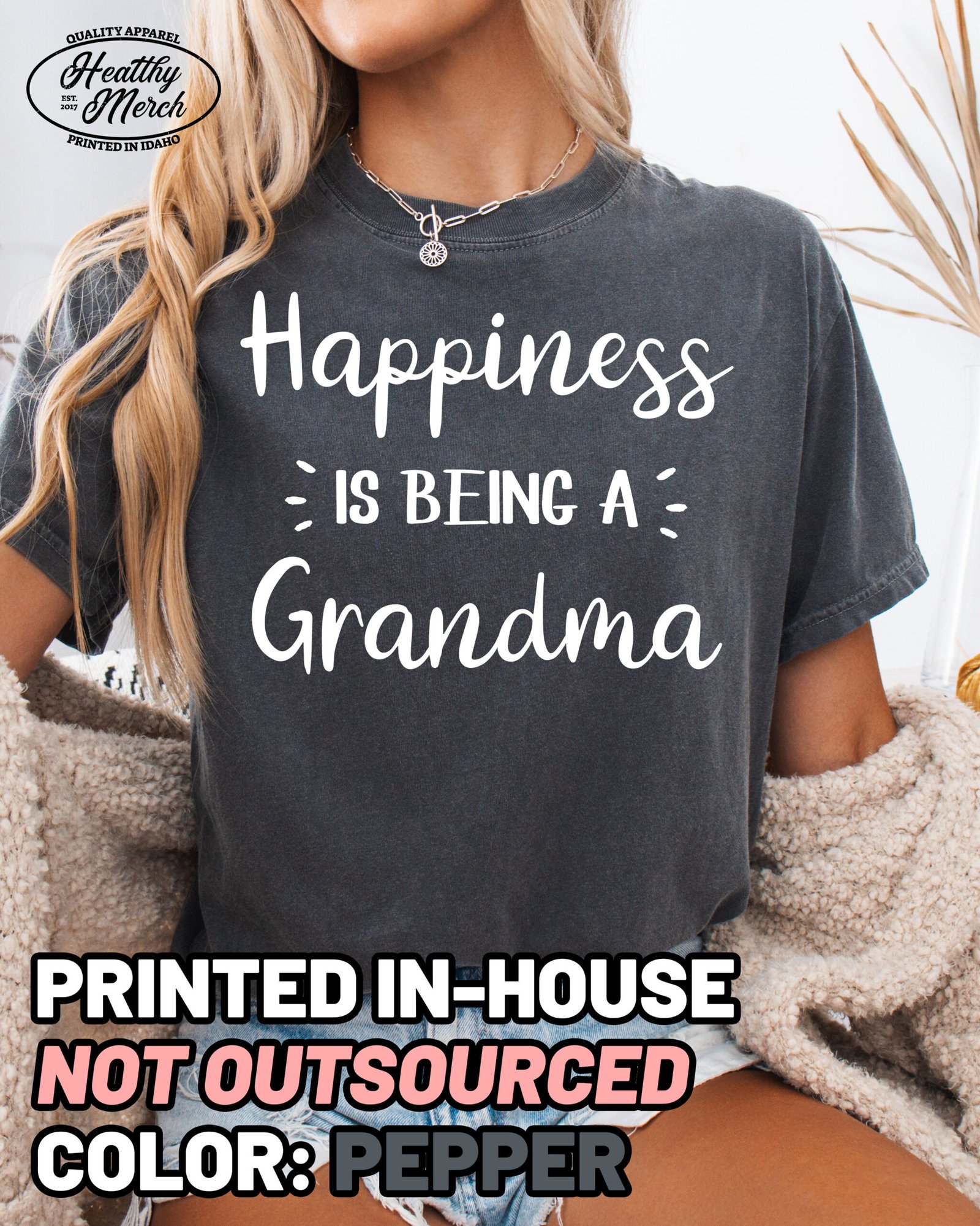 Happiness Is Being A Grandma Shirt Comfort Colors Tee - Image 1