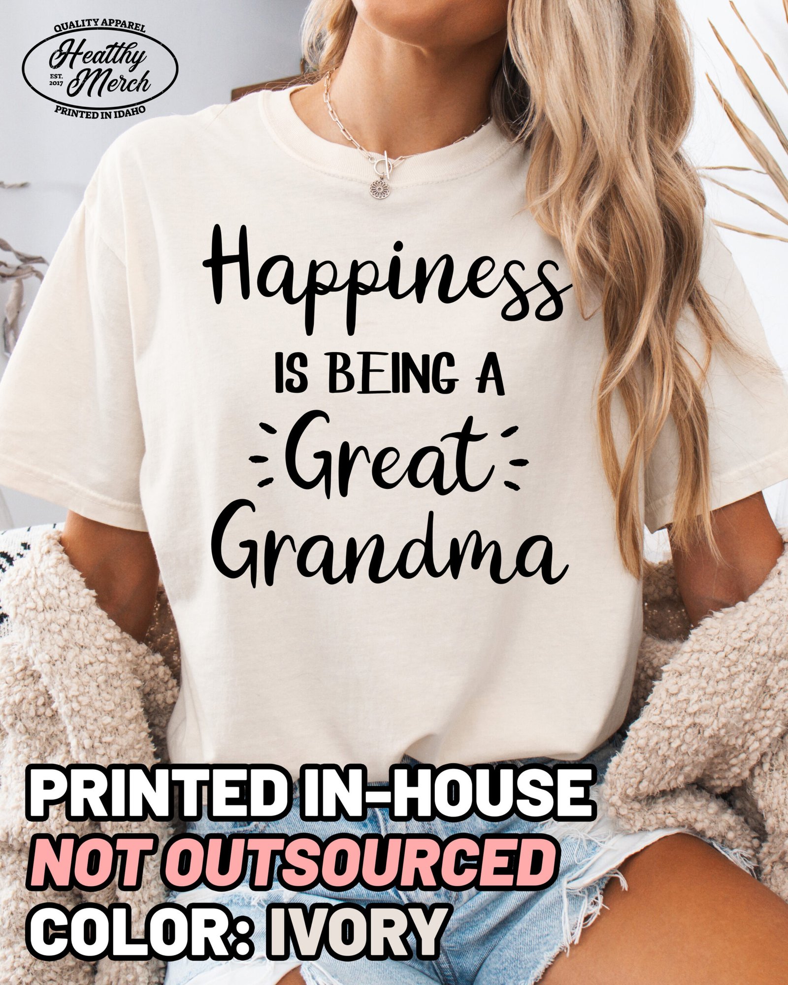 Happiness Is Being A Great Grandma Shirt Comfort Colors Tee - Image 5
