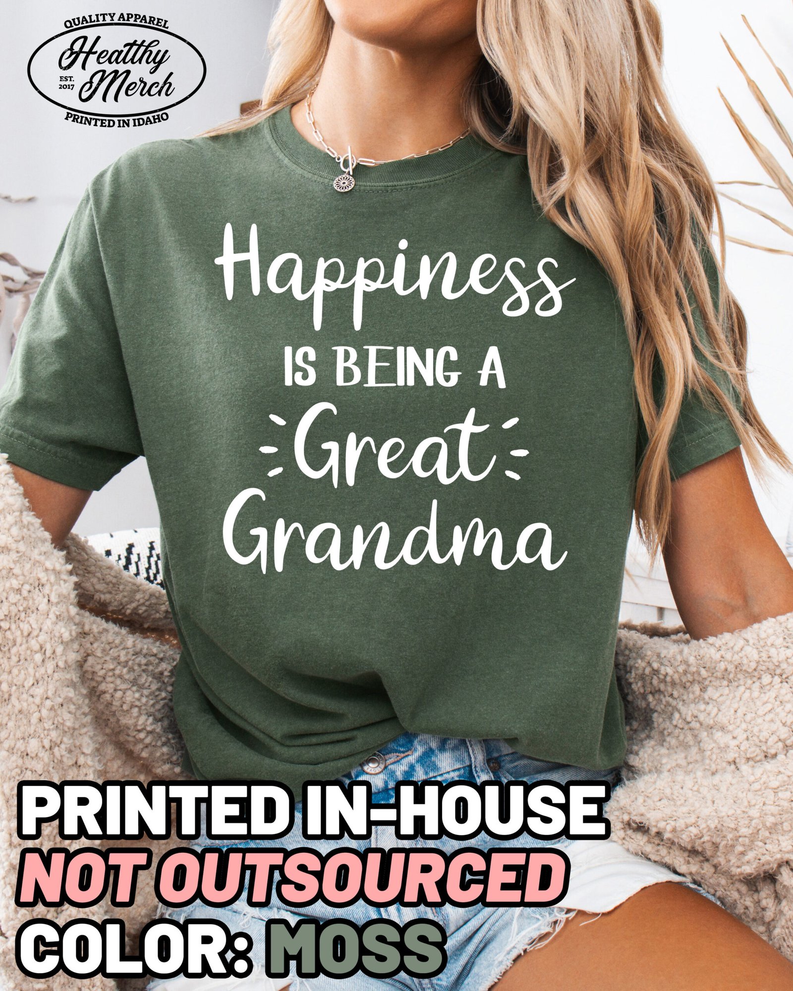 Happiness Is Being A Great Grandma Shirt Comfort Colors Tee - Image 1