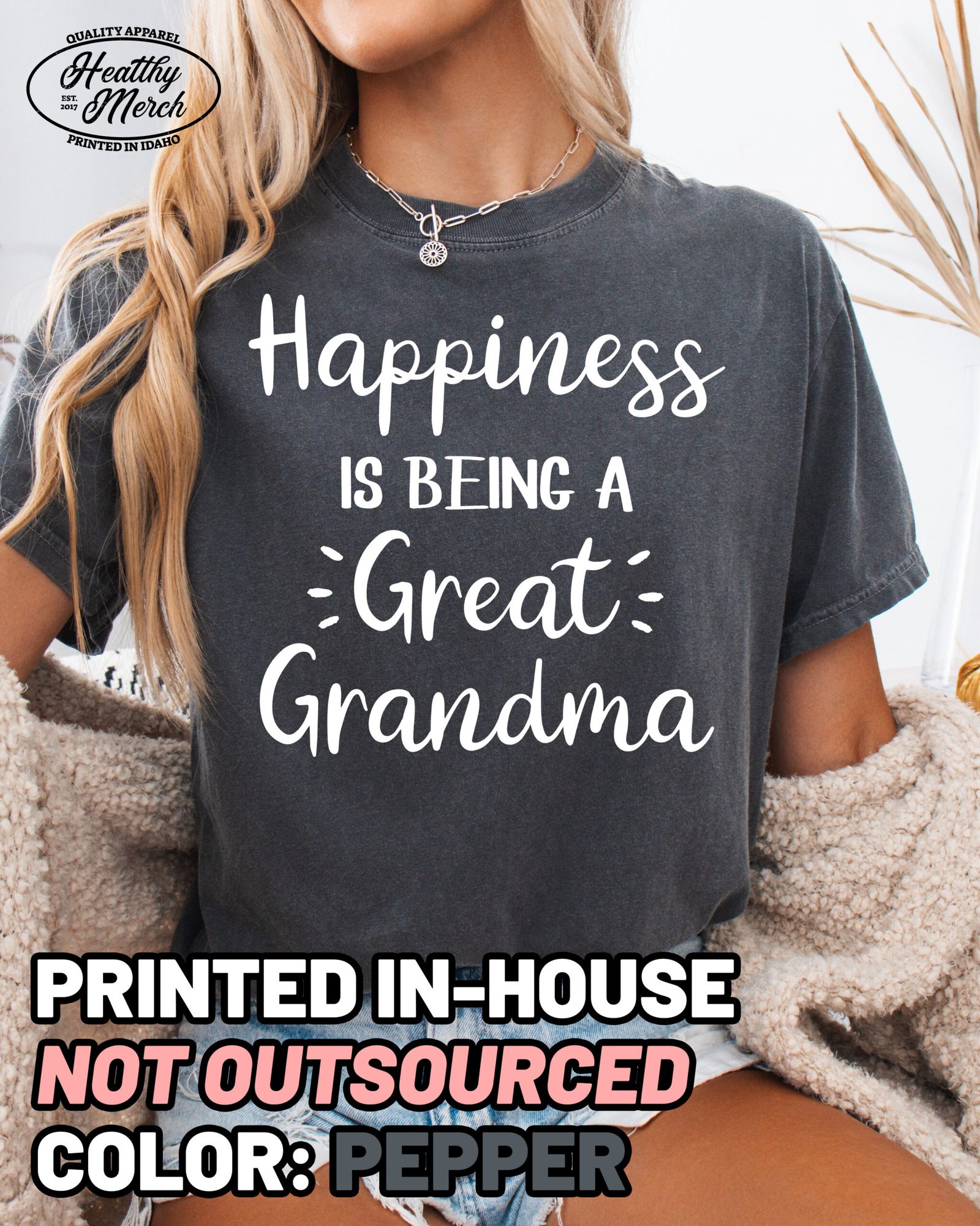 Happiness Is Being A Great Grandma Shirt Comfort Colors Tee - Image 7