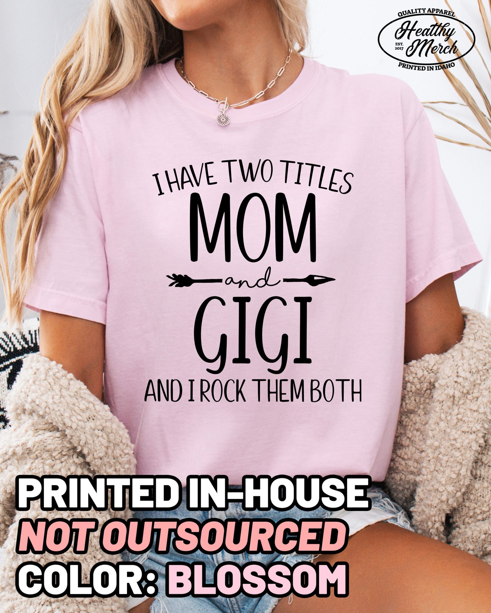Two Titles Mom and Gigi Shirt Comfort Colors Grandma Tee - Image 5