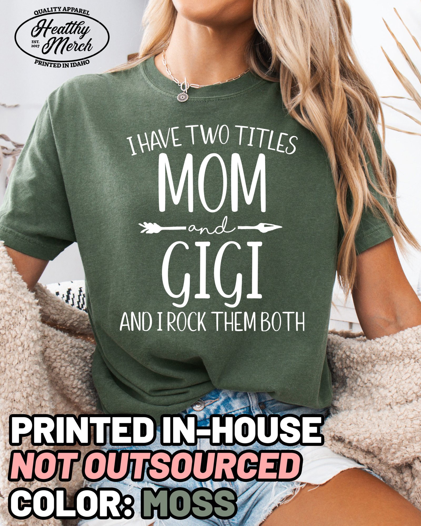 Two Titles Mom and Gigi Shirt Comfort Colors Grandma Tee - Image 8
