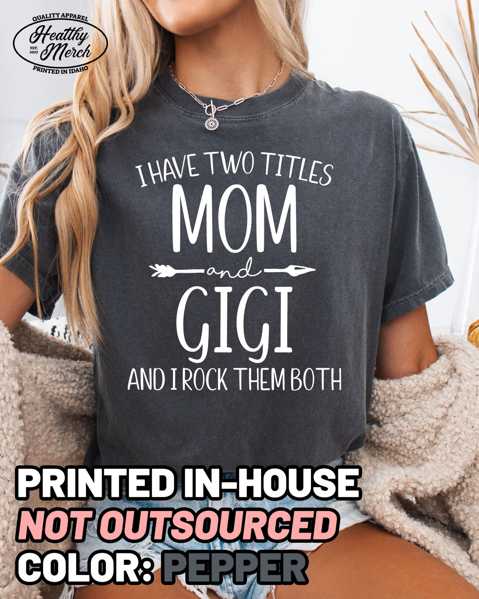 Two Titles Mom and Gigi Shirt Comfort Colors Grandma Tee - Image 1