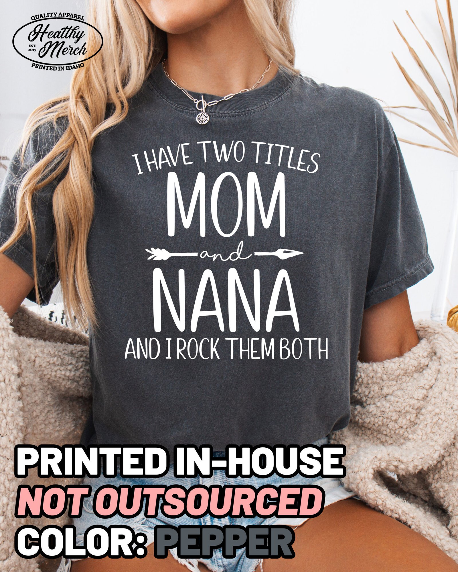 Two Titles Mom and Nana Shirt Comfort Colors Grandma Tee - Image 1