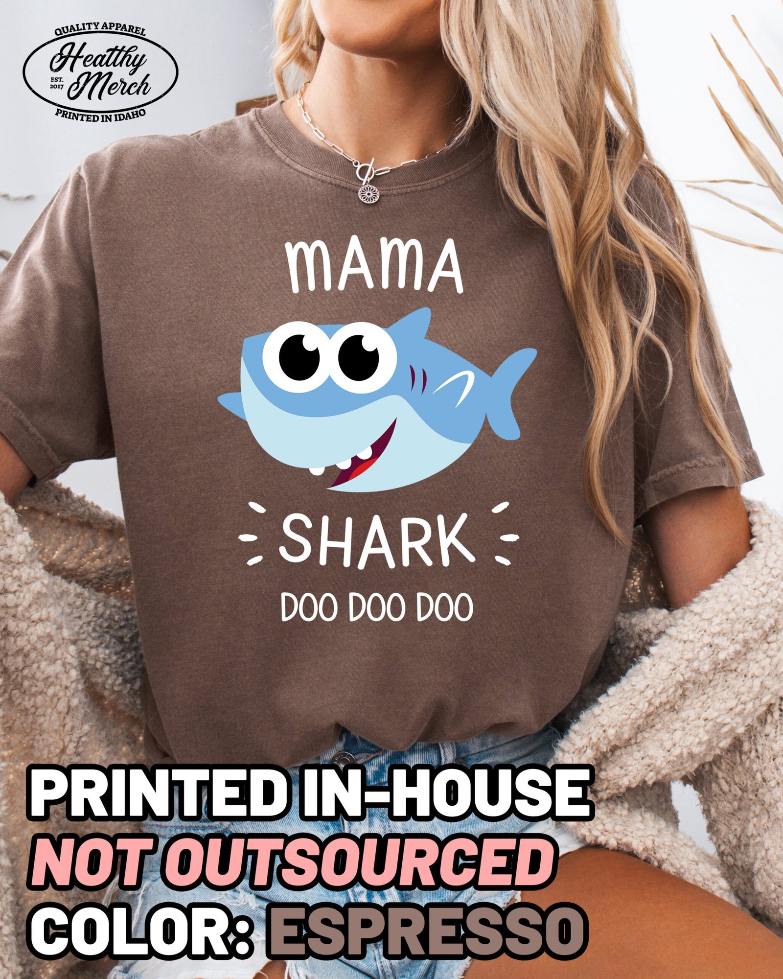 Mama Shark Shirt Comfort Colors Mom Tee - Image 7