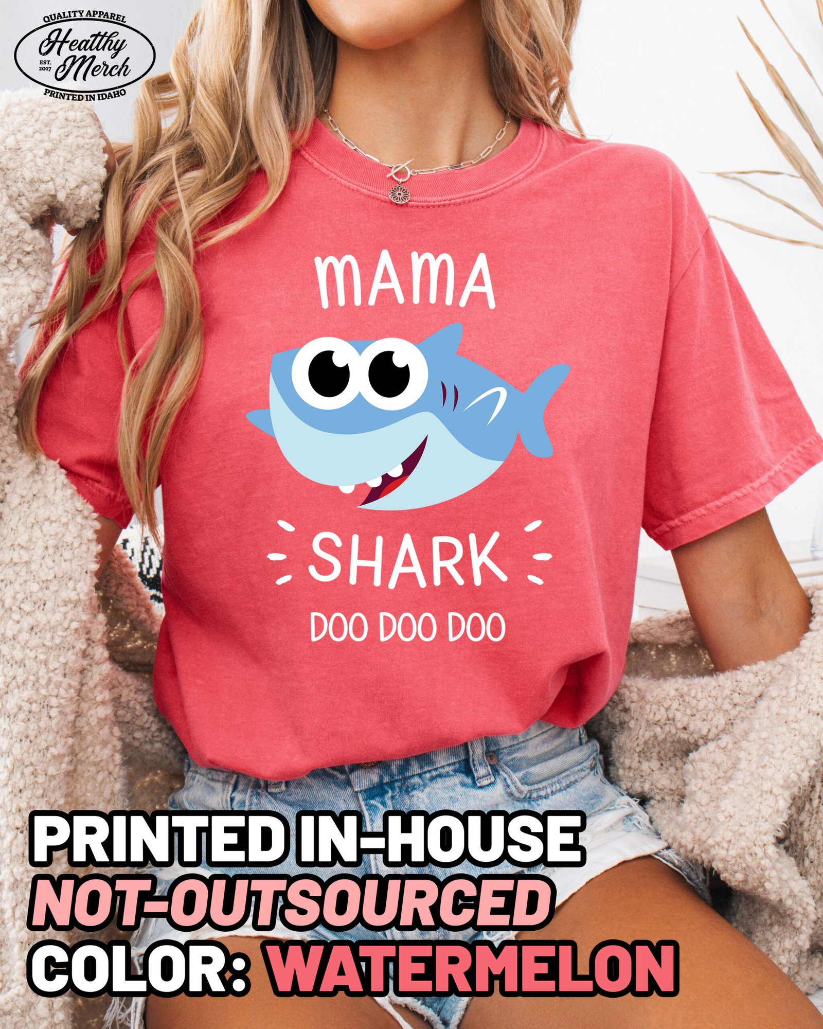 Mama Shark Shirt Comfort Colors Mom Tee - Image 4